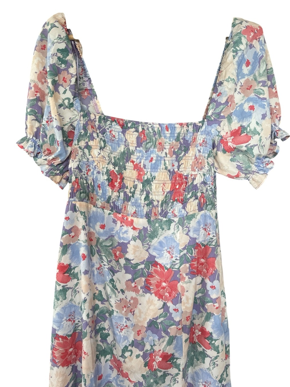 NWT Astr Puff Sleeve Smocked Floral Print Dress - Picture 5 of 11